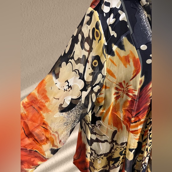 CHICO’S Silk Sheer Open Front Kimono/Cardigan - Picture 14 of 17